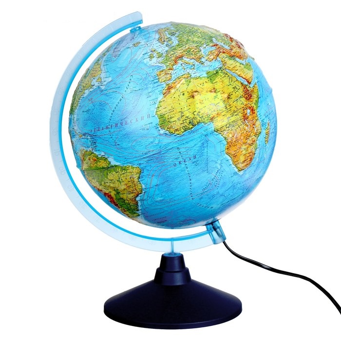 Картинка Глобус физико-политический "Глобен", интерактивный, диаметр 320 мм, рельефный, с подсветкой