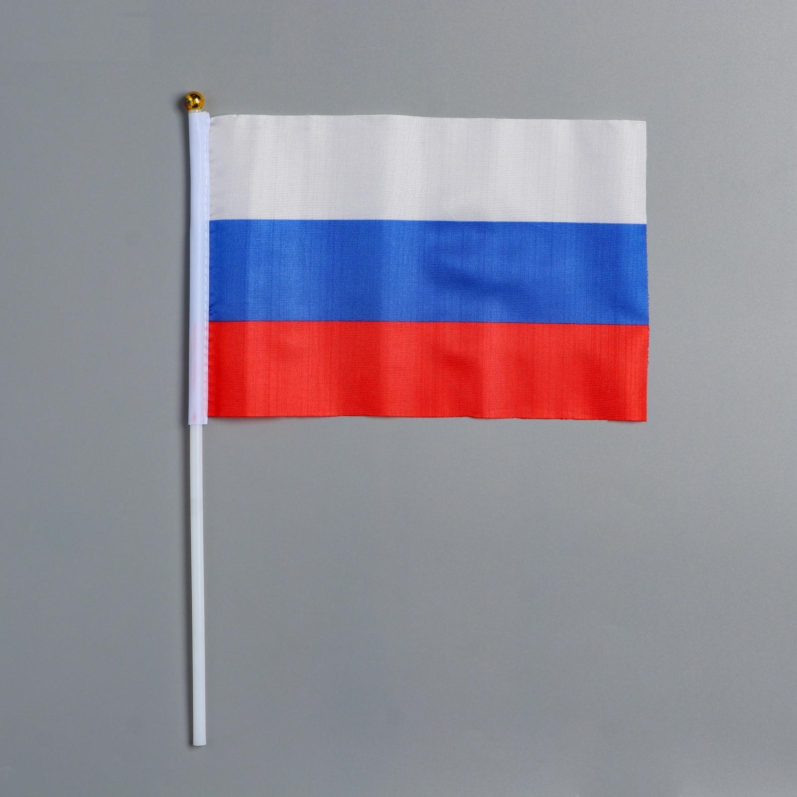 Картинка Флаг России, 14 х 21 см, шток 30 см, полиэфирный шёлк